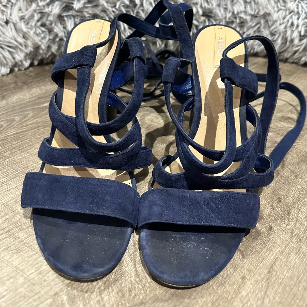 Aldo navy block heels